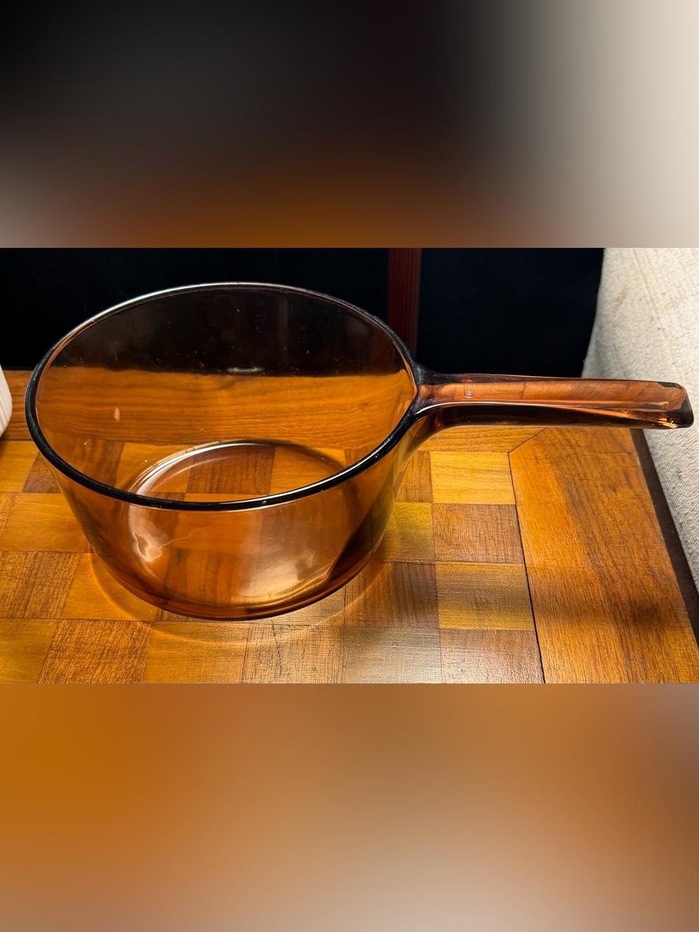 Vintage Amber Corning Vision Glass Saucepan